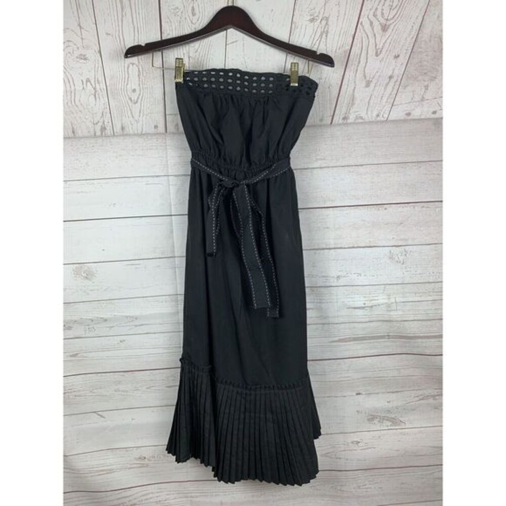 Bitten by Sarah Jessica Parker Dress Womens 0 Pleats Strapless belted black